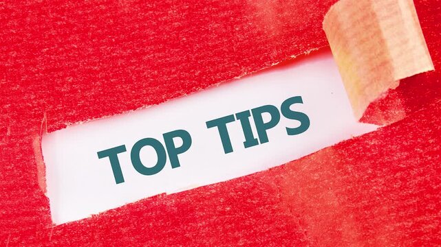 Animation and appearance of conceptual text, phrases, words TOP TIPS. Text TOP TIPS. business concept