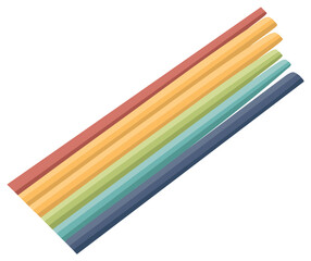 Six colorful pencils arranged diagonally in a spectrum of shades, graphic design elements