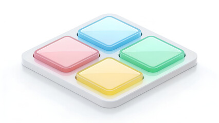Colorful 3D Glassmorphism App Menu Grid Icon UI Element