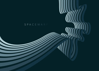 Abstract background with curve lines in perspective, vector wallpaper with stripes dreamy vanishing night emotion, dark smooth and flexible lines design.