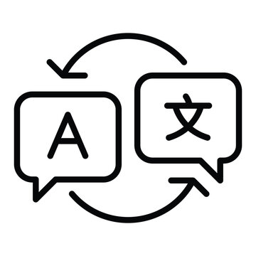 Outline translate icon for language conversion, text interpretation.