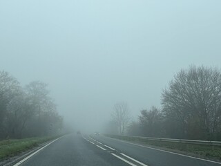 Fototapeta premium UK - 2025, England road in Fog