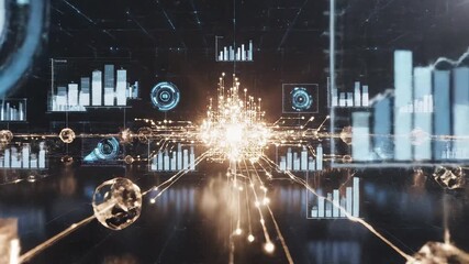 Futuristic digital space with geometric shapes - Powered by Adobe