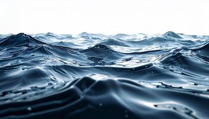 Ocean surface, detailed, captured close up with waves reflecting light and an overcast sky