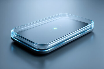 Telemedicine UI concept with floating transparent glass panel and glowing pulse indicator