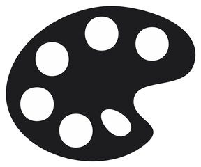 Fototapeta premium Black Painters Palette Icon with White Paint Spots Art Symbol Graphic