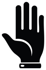 Obraz premium Vector black hand outline with open palm showing the fingers and thumb