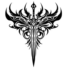 Demon sword silhouette vector design