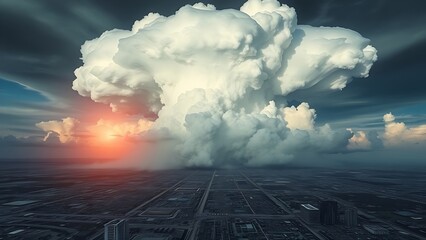 A massive storm cloud looming over a fragile circuit board, symbolizing technological vulnerability.
