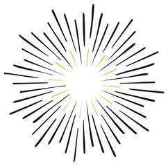 Obraz premium Hand drawn starburst explosion with radiating lines. Sketchy sunburst graphic design element.