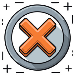 Obraz premium Orange Cross Symbol Inside Gray Circle Surrounded by Math Symbols Graphic Icon