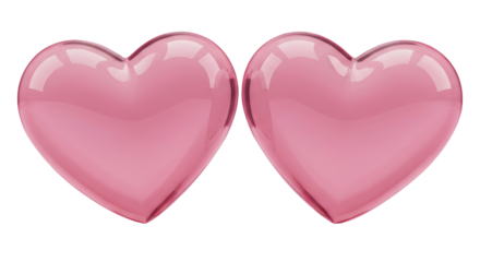 Romantic 3D Pink Hearts Symbolizing Love And Connection Isolated on Transparent PNG Background.