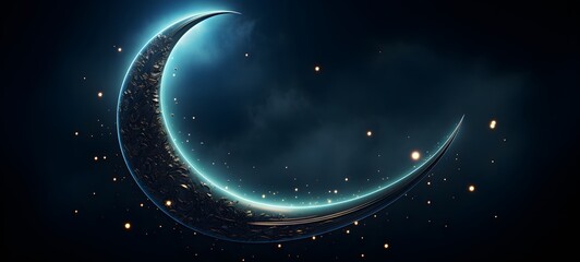 realistic photo of a glossy Crescent moon,generative AI