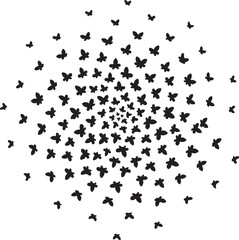 Butterfly Swarm Silhouette &ndash; Elegant Flying Butterflies Black Vector on White.