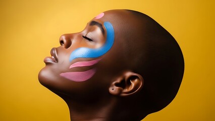Vibrant portrait of a woman with colorful makeup