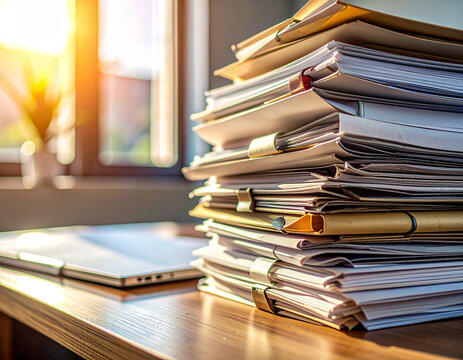 Stacked Paper Files and Folders Representing Data Overload and Poor Organization