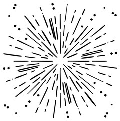 Obraz premium Abstract hand drawn sunburst effect with radiating lines and scattered speckles