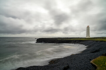 view of the Malarrif Lighthouse on the Snaefellsnes Peninsula in western Icleand