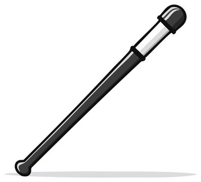 Illustrated black baton, nightstick, weapon with grip, safety, or force compliance tool, police equipment