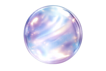 Iridescent cosmic sphere showing glowing abstract nebula and galaxy elements on transparent background