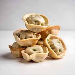 Minimalist Fried Dumpling Bites Smooth Surface for Food Branding