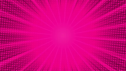 Looped pink rays animation comic book action layout background.	