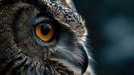 Obraz premium Mystical Owl Eye in Dark Forest Night with Soft Mist 