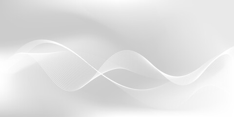 Minimalist abstract background in white and grey with flowing wave lines, design for banners, posters, presentations, wallpapers
