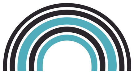 Obraz premium Stylized Rainbow Archway: Black and Teal Semicircle Layers on White