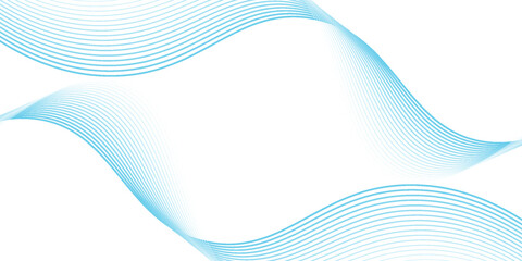 Abstract blue smooth waves on white background.Vector illustration.