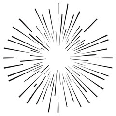 Obraz premium Energetic burst of black lines radiating outwards from a central point on a white background, radial explosion