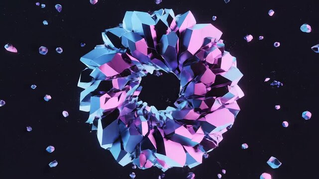 Abstract crystalline structure with vibrant colors
