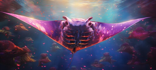 realistic photo of a glossy manta birostris,generative AI