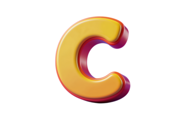 Yellow and Red Glossy 3D Letter C