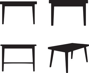 silhouette of set of different tables