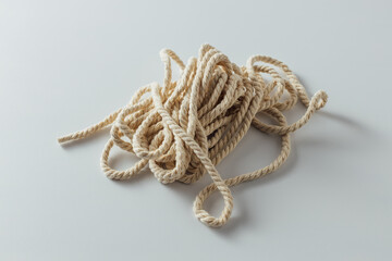 Coiled Natural Rope on a Neutral Background for Creative Projects