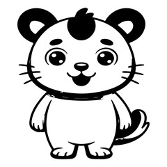 cute baby animal, possibly a bear or badger, standing with big innocent eyes and a cheerful smile, against a clean white background