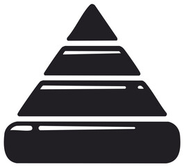 Abstract pyramid hierarchy diagram in black on white, layered structure for marketing and business concepts