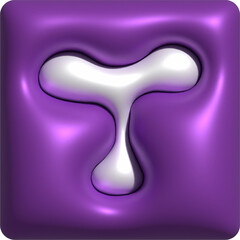 3D Colorful Glossy Alphabet Letter T Icon