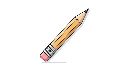 Illustration of a Yellow Pencil with Eraser and Graphite Tip.