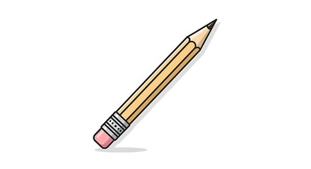 Illustration of a yellow pencil with eraser on white background.