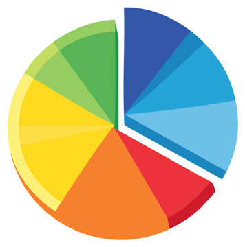 Colorful 3D Pie Chart with Segments for Business Data Visualization