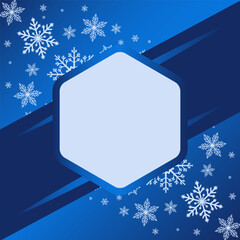 Winter Snowflake Background with Hexagonal Frame