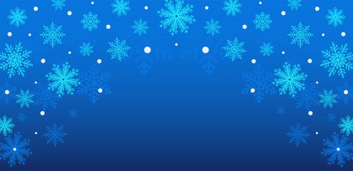 Falling Blue Snowflakes on Dark Gradient Background