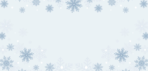 Light Blue Snowflake Border Frame on a pastel blue Background