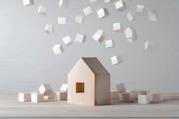 地震で崩れ落ちる木造住宅の被害イメージ