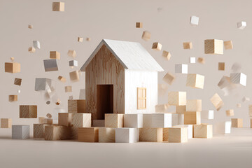 地震で崩れ落ちる木造住宅の被害イメージ