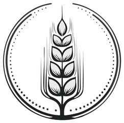 Stylized wheat ear emblem with circular border and dots