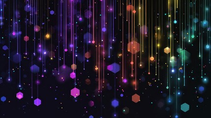 Night shimmer technology abstract side view digital future animation Triadic Color Scheme flat design. 