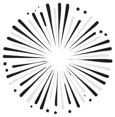 Obraz premium Graphic Burst Design of Black and White Rays with Stars and Dots